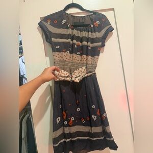 Floral Mini Dress - Black and Orange